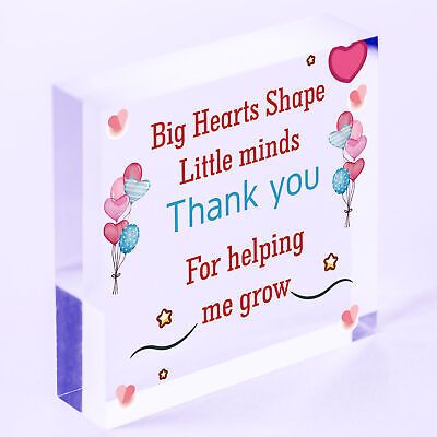 Teacher Leaving Gift Nursery Wooden Heart Plaque Childminder Preschool Thank You