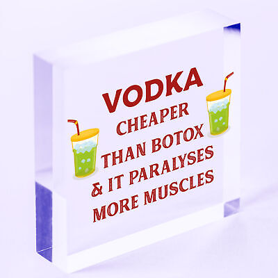 Vodka Botox Funny Alcohol Gift Man Cave Home Bar Hanging Plaque Pub Friends Sign