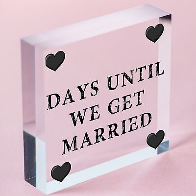 Wedding Countdown Chalkboard Plaque Sign Engagement Gift Fiance Mr & Mrs