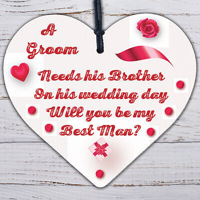 Brother Will You Be My Best Man Invite Wooden Heart Wedding Favours Family Gifts