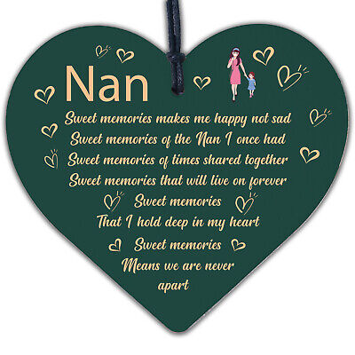 Nan And Grandad Memorial Plaques Wooden Heart Sign Ornament Christmas Decoration