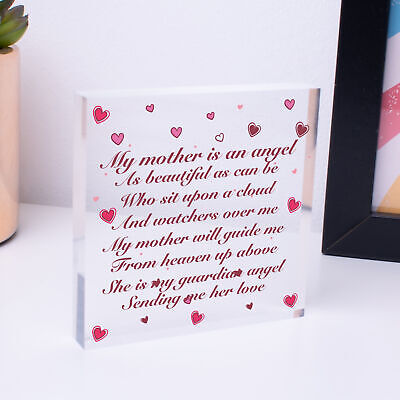 Mum Guardian Angel Wood Love Heart Sign Memorial Mothers Day Gift Grave Plaque