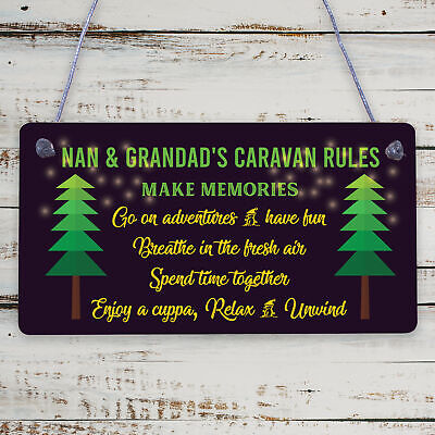 Caravan Plaque Novelty Chic Camping Holiday Sign Nan Grandad Gift Home Accessory