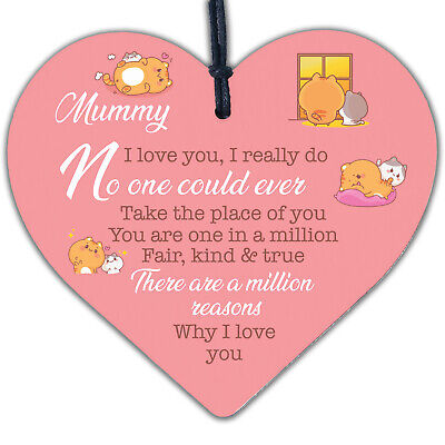 Thank You Gift For Mum Wood Heart Mum Birthday Gift From Daughter Son Keepsake