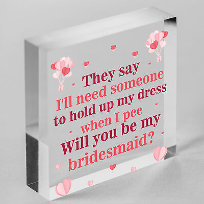 Will You Be My Bridesmaid Wooden Hanging Heart Wedding Invitation GIFTS Favours