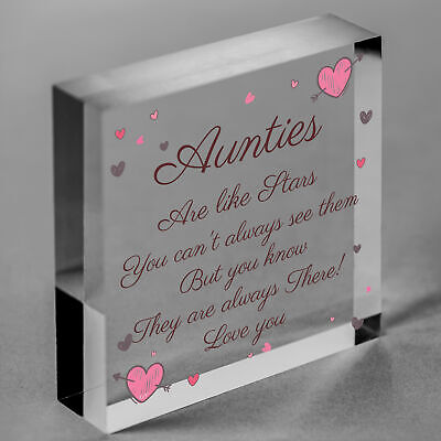 Sister Auntie Aunt Aunty Wood Heart Plaque Sign Birthday Thank You Keepsake Gift