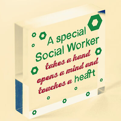 Social Worker Gift THANK YOU Wood Heart Birthday Christmas Colleague Friend Gift