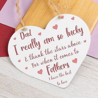 Dad Gifts For Christmas Wooden Heart Dad Daddy GIFT From Daughter Son Thank You