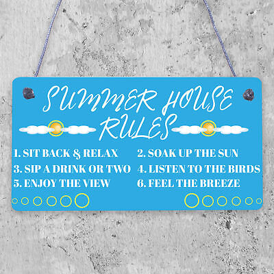 Summer House Rules Hanging Garden Shed Sign Home Decor Sign For Garden