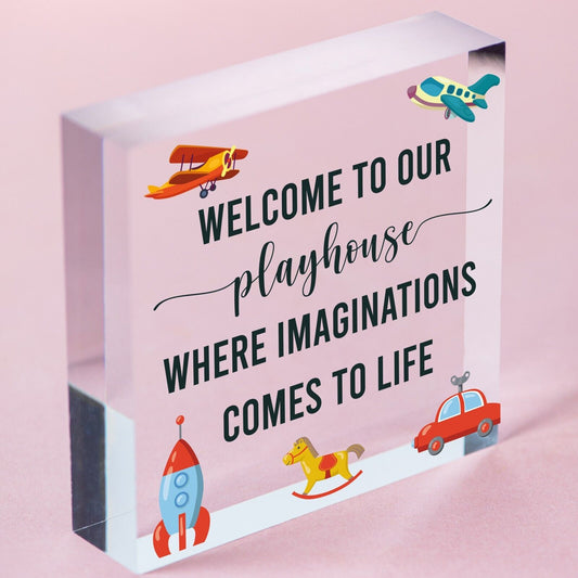 Welcome To Our Playhouse Sign Garden PLAYROOM Plaque Daughter Son Gift