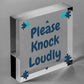 Please Knock Loudly Hanging Door Sign Plastic Contempary Wall Decorative Plaque