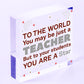 Thank You Teacher Gift Wooden Heart Leaving Goodbye Nursery School Present