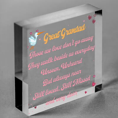 Great Grandad Christmas Memorial Decoration Wooden Heart Memorial Plaque Gift