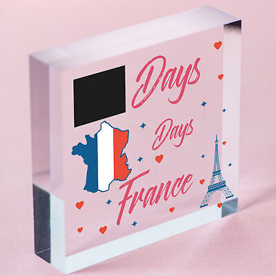 Chalkboard Holiday Countdown FRANCE Hanging Plaque Accessories Friendship Gifts