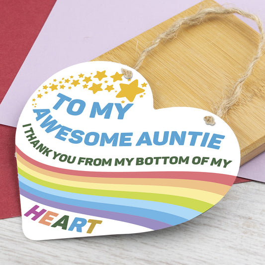 Auntie Hanging Sign Gifts For Birthday Christmas Heart Plaque