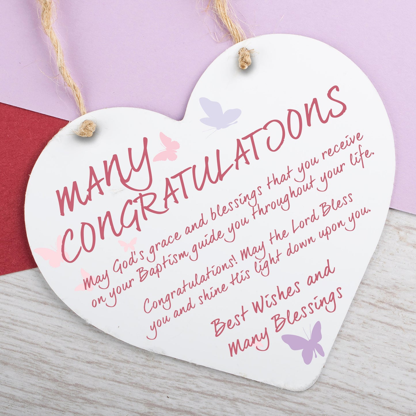 Congratulations Gift Heart Hanging Sign Gift Novelty Baptism Gifts