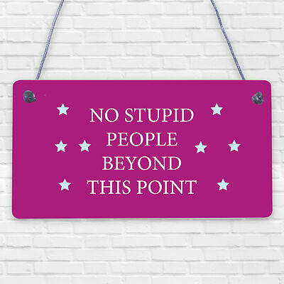 NO Stupid People Funny Plaque Man Cave Shed Bedroom Door Sign Gift For Dad Son