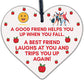 Best Friend Trips You When You Fall Novelty Wood Hanging Heart Friendship Plaque