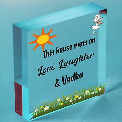 Fun Laughter Vodka Kitchen Plaque Alcohol Home Bar Sign Friend Gift For Women