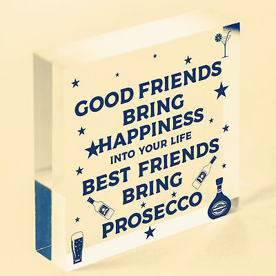 Best Friend Prosecco Friendship Birthday Wooden Heart Alcohol Garden Sign Gifts