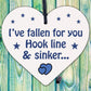 Fallen For You Hook Line Sinker Wooden Hanging Heart Valentines Day Love Plaque