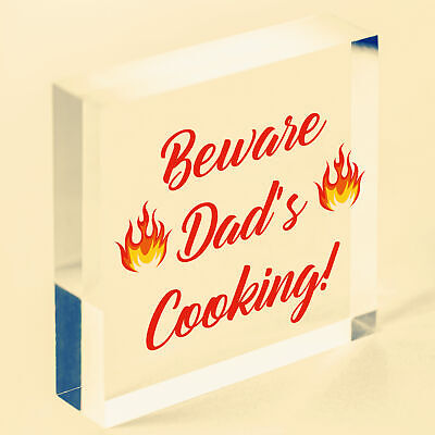 Beware Dad's Cooking Funny Father's Day BBQ Hanging Plaque Man Cave Gift Sign