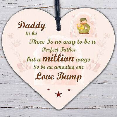 Daddy Dad To Be Present From Bump Baby Shower Wood Heart Plaque Decoration Gift