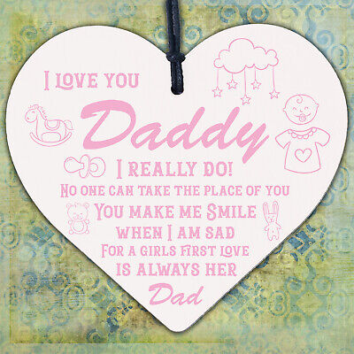 Bump Gifts Wooden Heart Dad Daddy Father Baby Son Daughter Card Thank You Gift