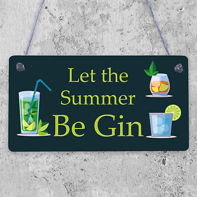 Funny Gin Sign Shabby Chic Home Bar Kitchen Alcohol Plaque Garden Shed Gift