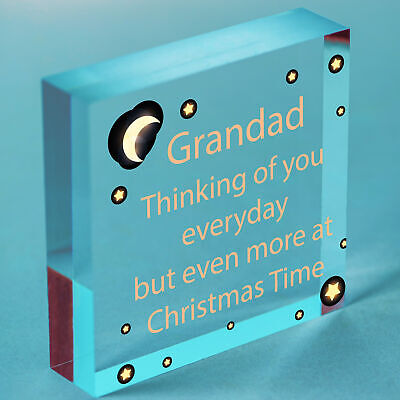 GRANDAD Memorial Christmas Bauble Wooden Heart Plaque Xmas Decoration Sign Gift