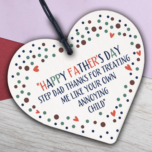 Step Dad Fathers Day Gifts Wooden Heart Funny Fathers Day Card Gift For Step Dad