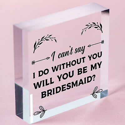 Bridesmaid I Can't Say I Do Wooden Hanging Heart Wedding Invites GIFTS Favours