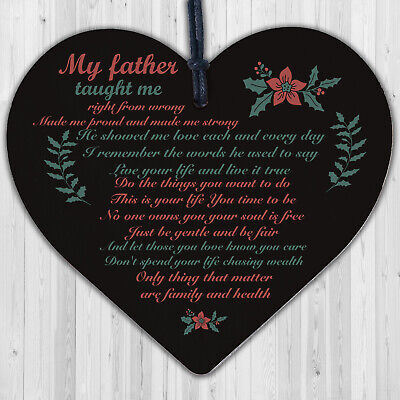 My Father Fathers Day Dad Wood Heart Sign Memorial Plaque For Him Daughter Gift