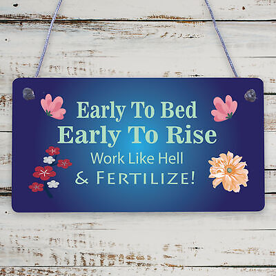 Fertilize! Gardening Allotment Garden Shed Gift Hanging Plaque Home Sign Wood