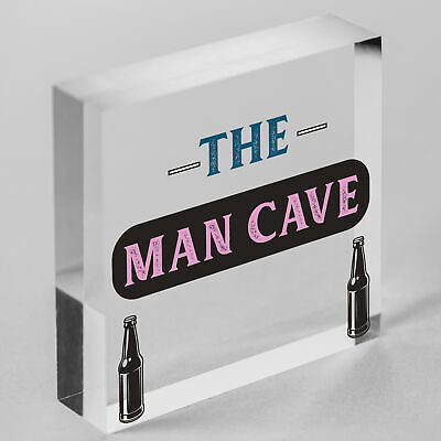 Rustic THE MAN CAVE Sign Garage Shed Plaque Funny Gift For Him Men Keepsake