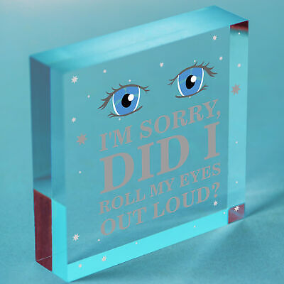 Sorry Did I Roll My Eyes Out Loud? Funny Sarcasm Hanging Plaque Friend Gift Sign