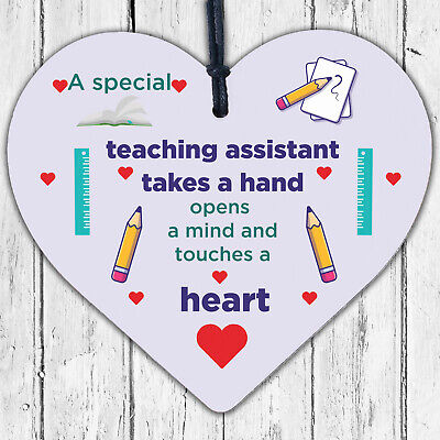 Special Teacher Leaving Gift Wood Heart Plaque Teaching Assistant Thank You Gift