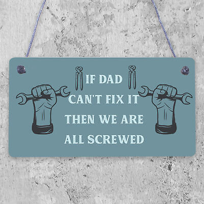 Dad Fix It Man Cave Sign Garage Shed Door Wall Plaque Birthday Xmas Gift For Dad