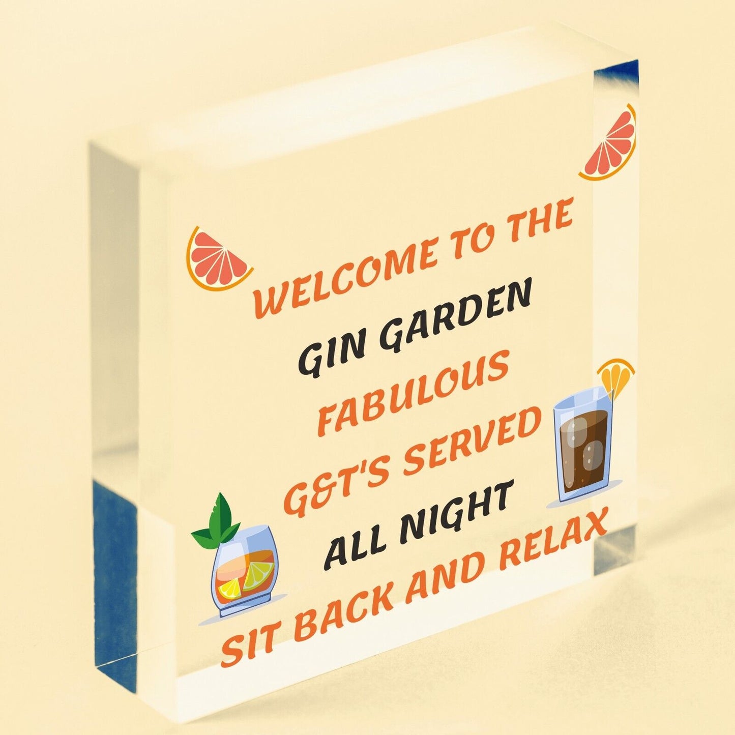 Welcome To The Gin Garden Hanging Home Bar Pub Sign Gift For Her