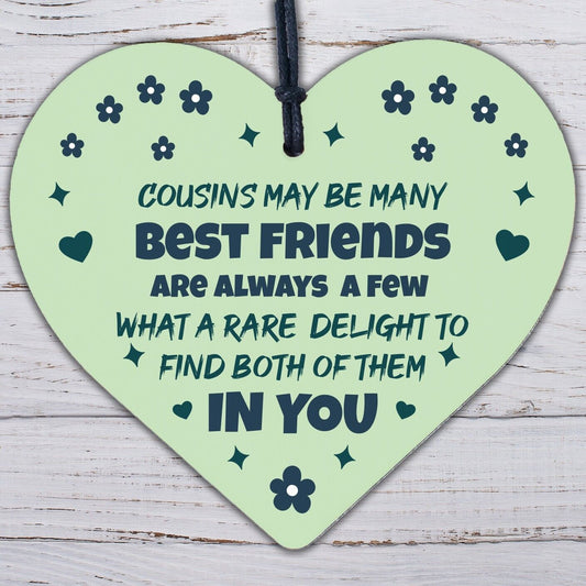 Best Friend Cousin Gift Wooden Heart Keepsake Chic Sign Thank You Family Plaque