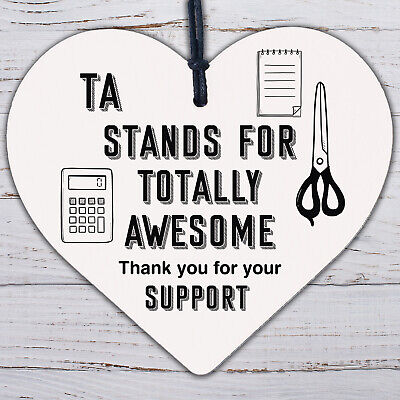 Teaching Assistant Gifts Wood Heart Thank You Gift Leaving School End Of Term