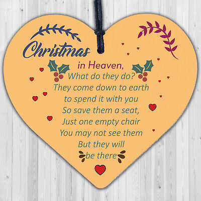 Christmas Memorial Bauble Wood Heart Tree Decoration Plaque Mum Nan Tribute Gift