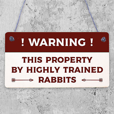 Beware Of The Rabbit Sign Bunny Rabbit Door Sign Hanging Plaques Funny Pet Gifts