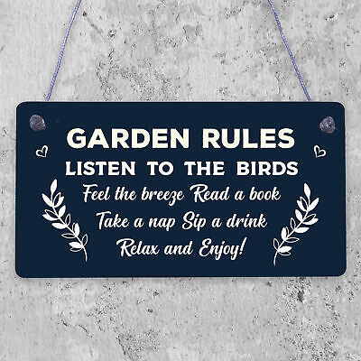 Garden Rules Sign Engraved Wood Garden Signs And Plaques Shed Sign Novelty