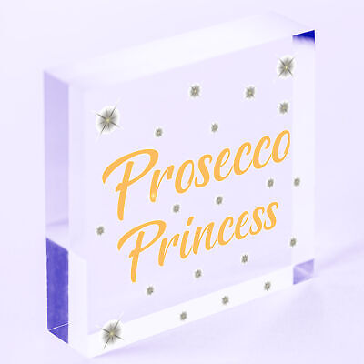 Prosecco Princess Wooden Hanging Heart Alcohol Joke Sign Bottle Topper Plaque