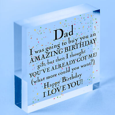 Amazing Happy Birthday Wooden Heart Dad Daddy Funny Card Baby Son Daughter Gifts