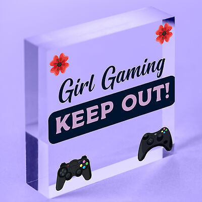 Pink Gaming Sign Girls Bedroom Sign KEEP OUT Gamer Gift