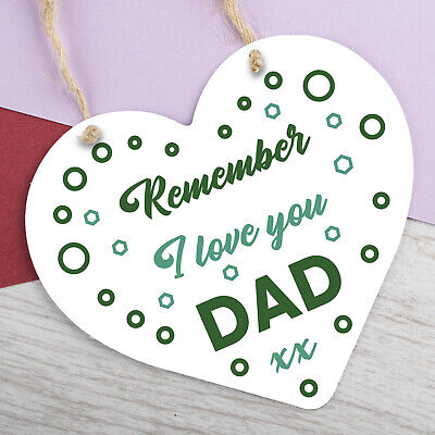 Remember I Love You Dad Wood Heart Gift For Fathers Day Birthday Keepsake