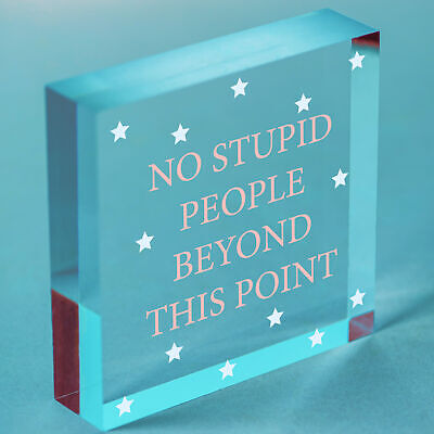 NO Stupid People Funny Plaque Man Cave Shed Bedroom Door Sign Gift For Dad Son