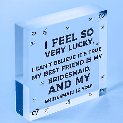 Best Friend Is My Bridesmaid Wooden Hanging Heart Wedding Plaque Thank You Gift